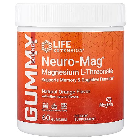 Neuro-Mag Magnésio L-Treonato, 60 Gummies Sabor Laranja Life Extension