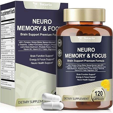Neuro Memory & Focus, Foco e Saúde Neurológica, 120 Cápsulas, Totaria Health