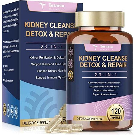 Kidney Cleanse Detox Repair, 23 em 1, Desintoxicação de Rins e Fígado, 120 Caps, Totaria Health