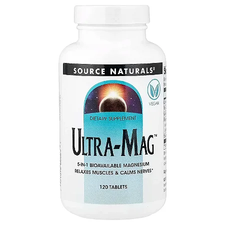 Ultra-Mag, Magnésio Biodisponível, 120 Comprimidos, Source Naturals