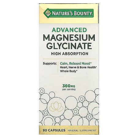 Magnésio Glicinato High Absorption 360mg, 90 Cápsulas - Nature's Bounty