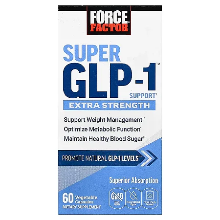 Super GLP-1 Support Extra Strength com Cromo e Eriomin 60 Cápsulas - Force Factor