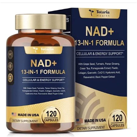 NAD 500mg + Nicotinamida Ribosídeo, Resveratrol, Quercetina e Betaína Boost, 120 Capsulas, Totaria
