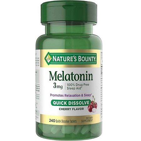Melatonina 3mg Sublingual, Sabor Cereja 240 Comprimidos - Nature's Bounty