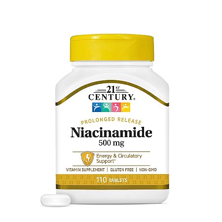 Niacinamida 500mg Liberação Prolongada 110 Comprimidos - 21st Century
