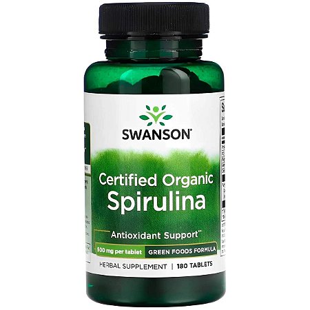 Spirulina Orgânica 500mg 180 Tabletes - Swanson