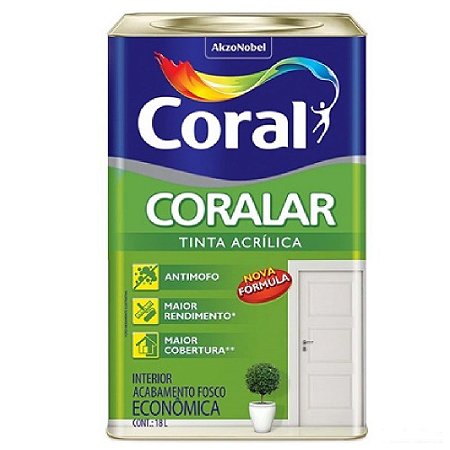 Tinta acrílica para parede Coralar Coral 18l branco fosco