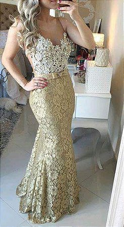 vestido renda tule bordado