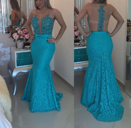 vestido longo sereia de renda