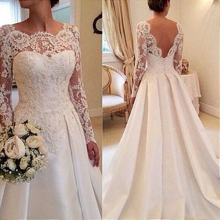 vestido de noiva com renda nas costas