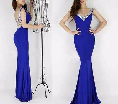 vestido sereia longo azul