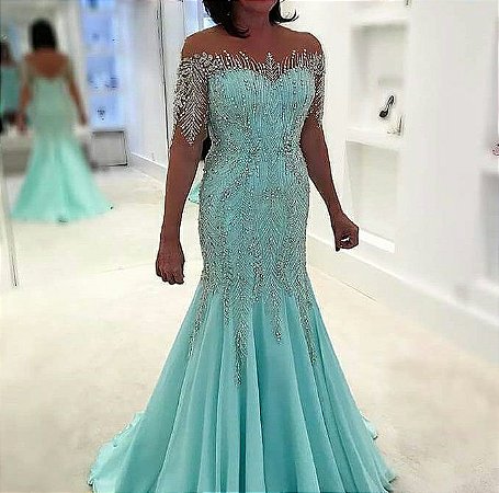 vestido de noiva sereia azul