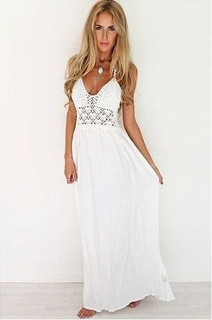 vestido branco longo para praia