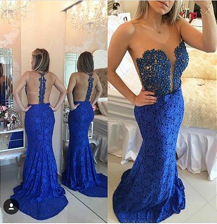 vestido sereia azul