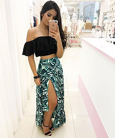 saia com fenda e cropped