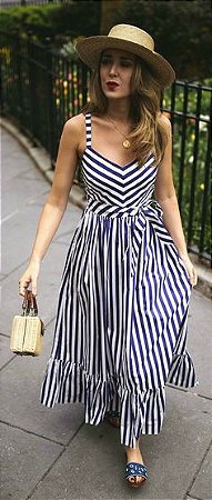 vestido navy listrado