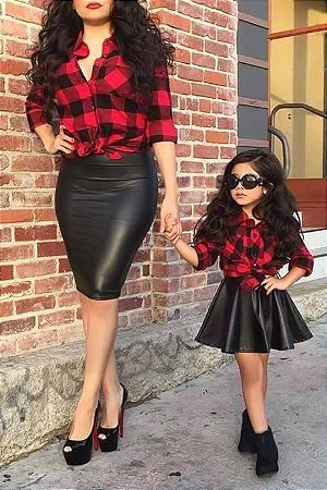 roupa xadrez mae e filha