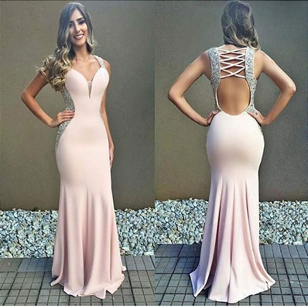 vestido rose madrinha sereia