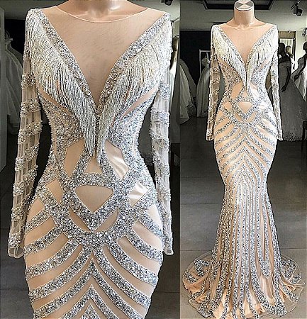 vestido de noiva com bordado prata