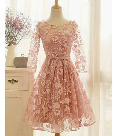vestido rose com renda preta