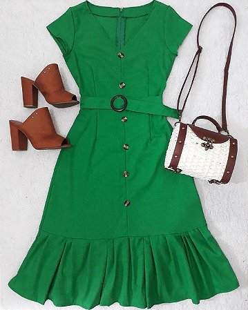 vestido verde com cinto