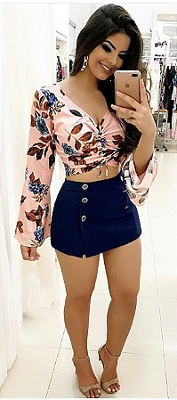 blusa estampada de manga comprida