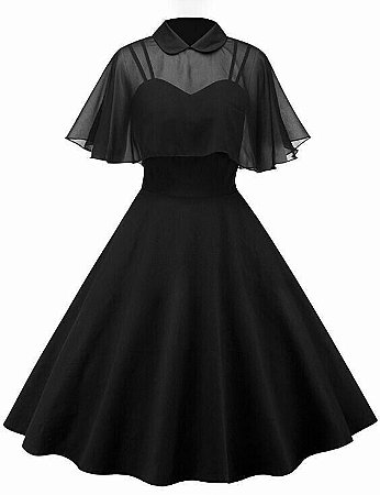vestido capa preto