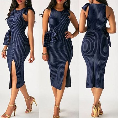 vestido risca de giz branco
