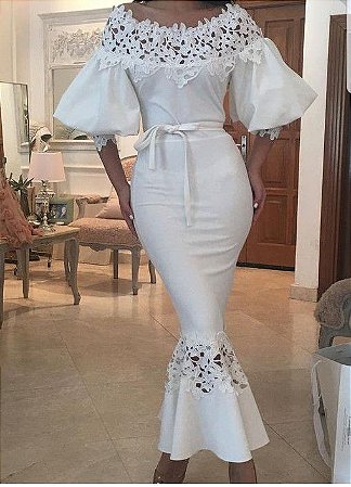 vestido branco estilo sereia