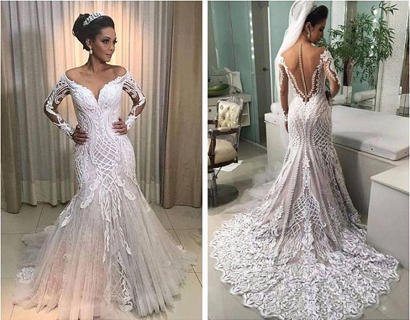 vestido de noiva justo com calda