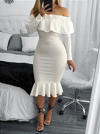 vestido branco com manga