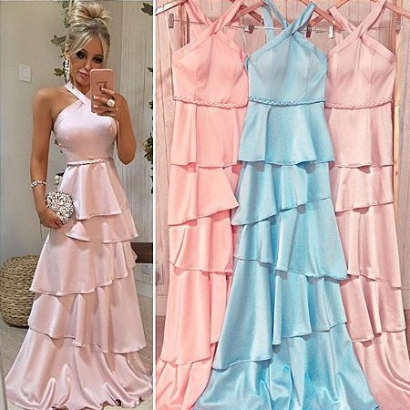 vestido longo acinturado