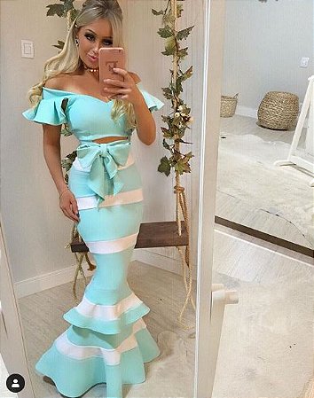 cropped e saia sereia