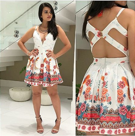 vestido estampado branco