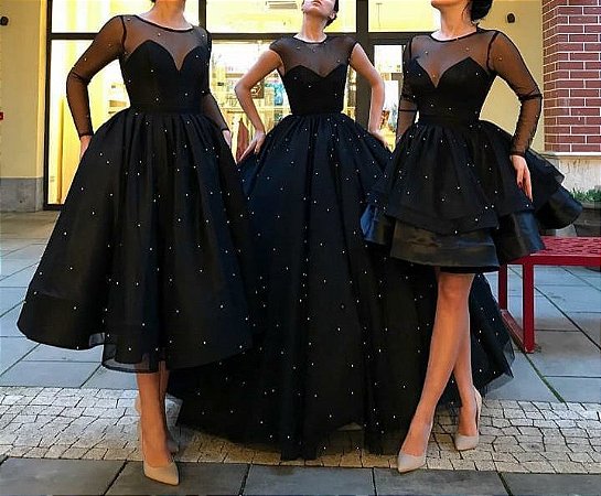 vestido de tule preto curto