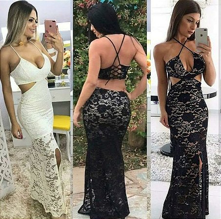 vestido longo decotado com fenda