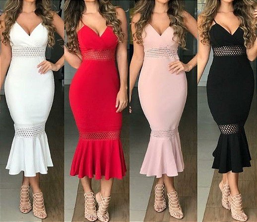 vestido com babado na cintura