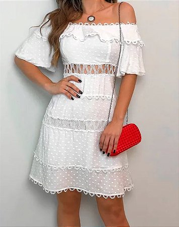 vestido laise branco curto