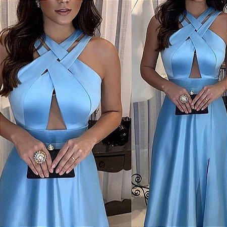 vestido decote trançado