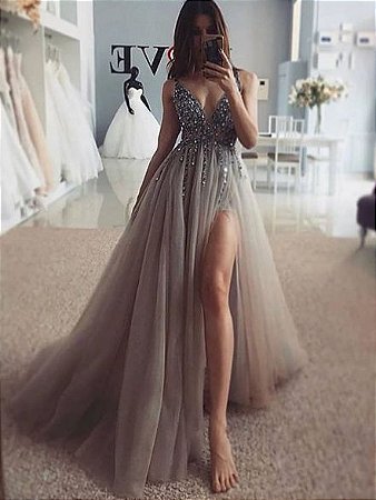 vestido de tule longo