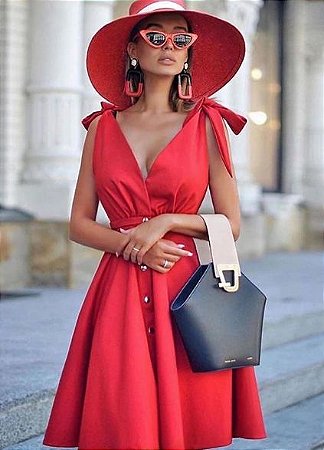 vestido crepe vermelho