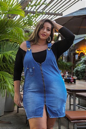 JARDINEIRA JEANS PLUS SIZE P W826CXPUE F021 - vendemos varejo e atacado,  produzimos também sob medida o modelo que você escolher.