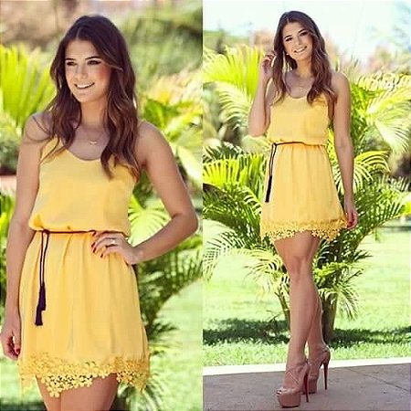 vestido com barra de guipir