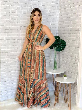 fotos de vestido longo estampado