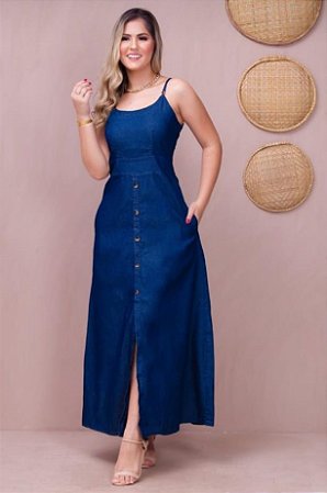 modelo de vestido longo jeans