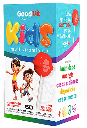 Multivitamínico Kids c/ 60 Comprimidos Masgitável sabor Pirulito