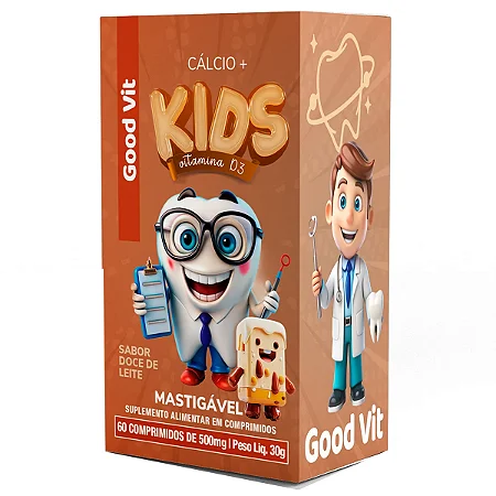 Cálcio + Vitamina D3 Kids c/ 60 Comprimidos Mastigável sabor Doce de Leite