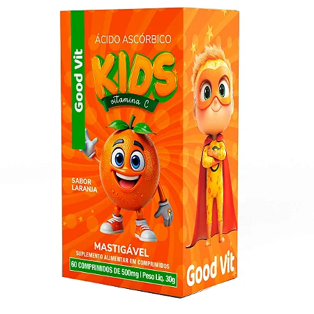 Vitamina C Kids c/ 60 Compridos Mastigável sabor Laranja