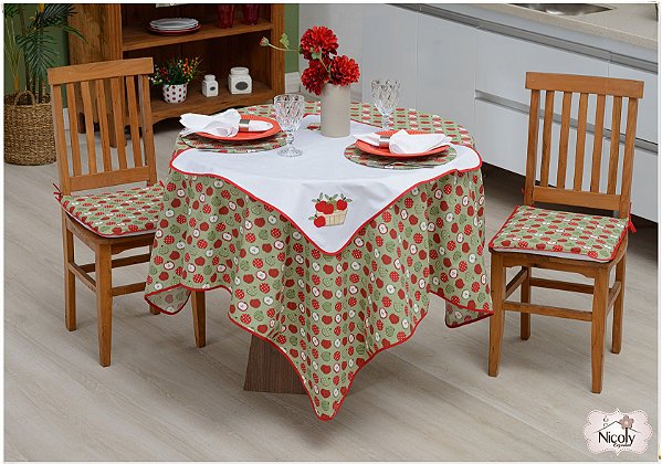 Toalha de Mesa Para 8 cadeiras – Cesta da Maça, 2,50m x 1,40cm.