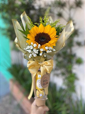 Girassol no Cone com Ferrero Roche